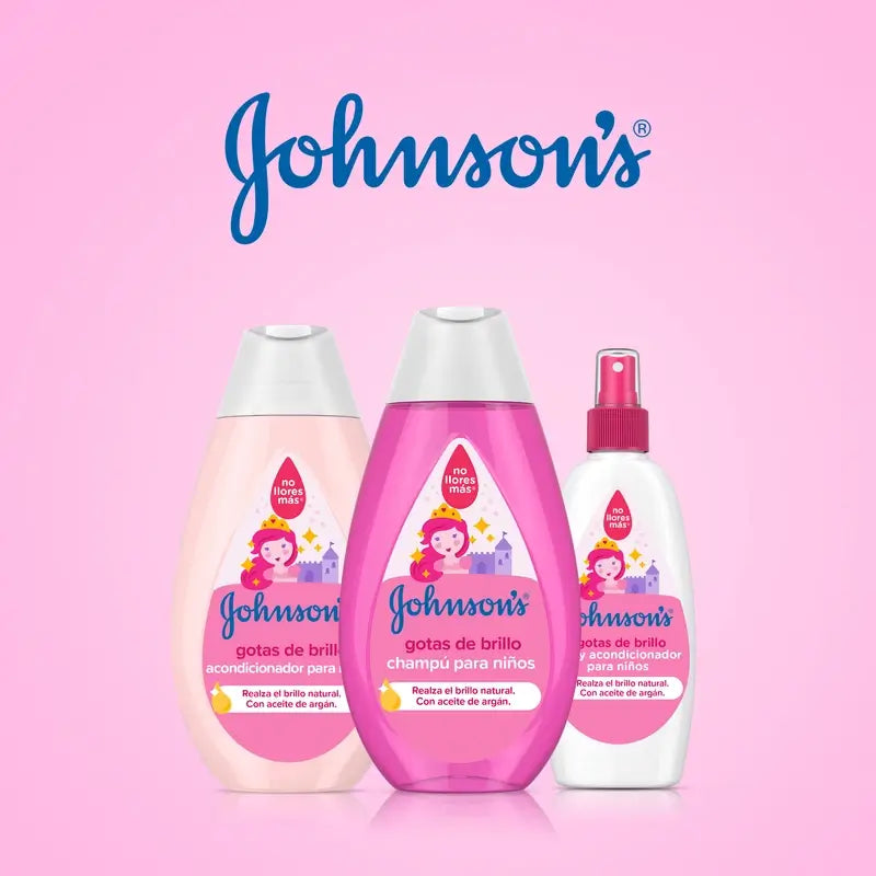 Johnson's Baby Champú Gotas de Brillo para Niños, con Aceite de Argán, Cabello Brillante, Suave y Sedoso, 500 ml