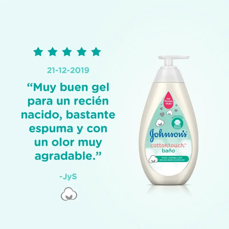 Johnson's Baby Gel de Baño Cottontouch, para Bebés y Recién Nacidos, Piel Fina y Delicada, con Algodón Puro, 500 ml