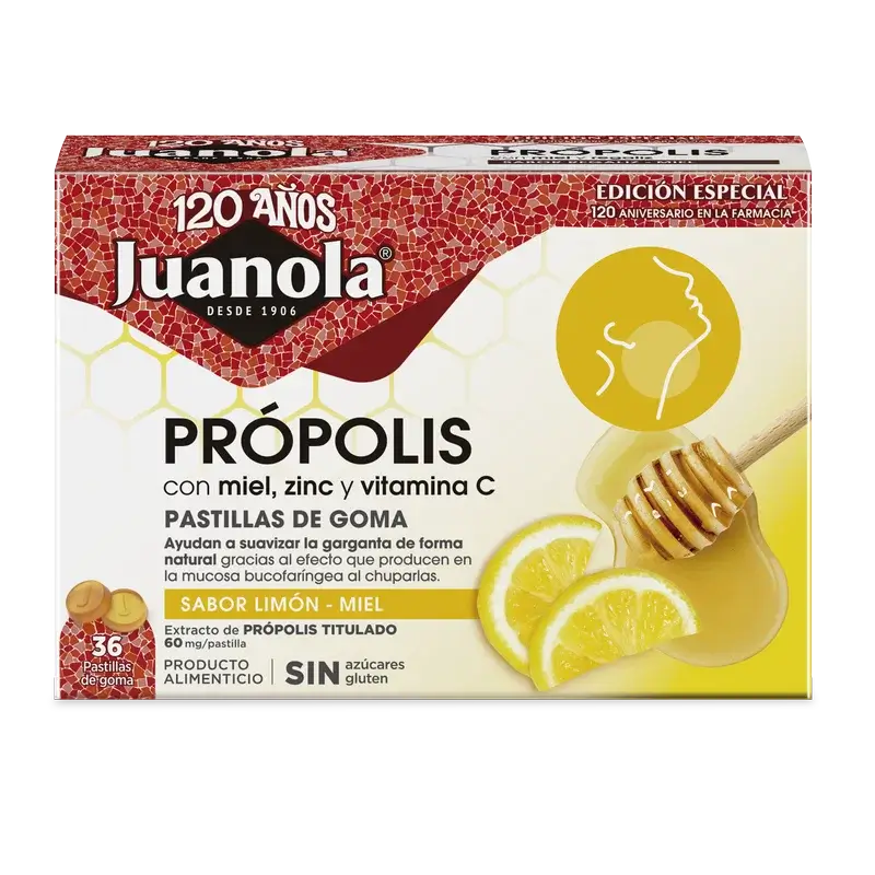 Juanola Propólis Limon Miel 72Gr, 36 unidades