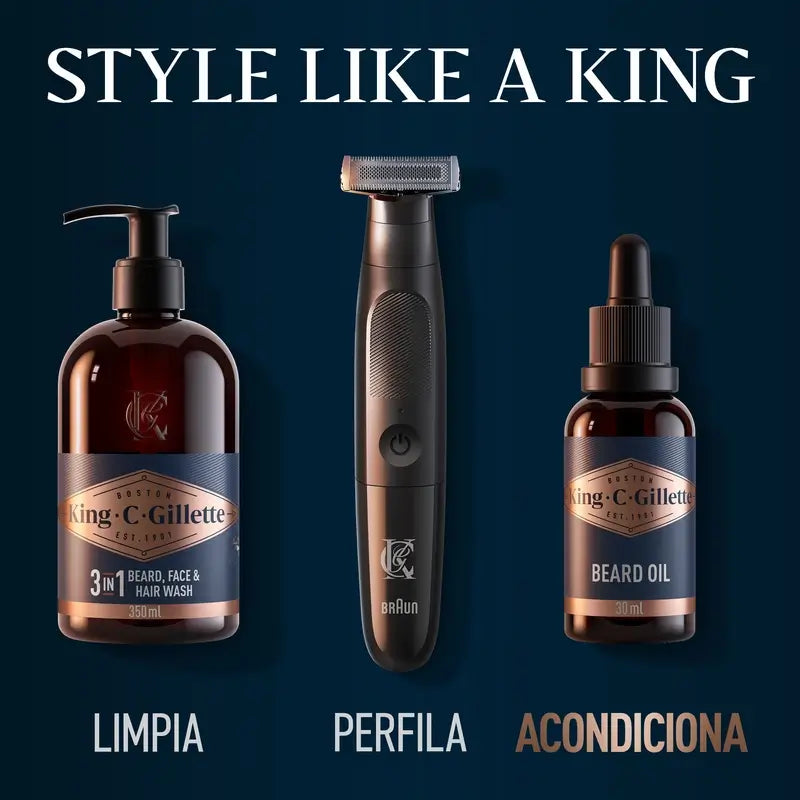 King C. Gillette aceite para barba hombre aroma vegetal, 30 Ml