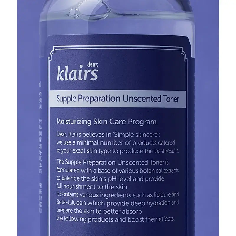 Klairs Supple Preparation Unscented Tónico, 180 ml