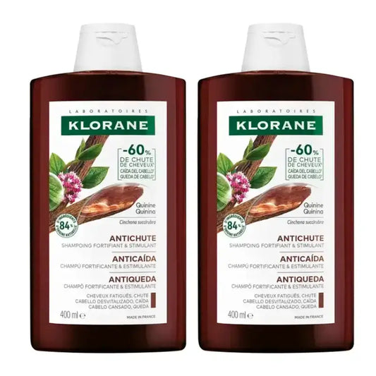 Klorane Pack Dúo Champú a la Quinina con Vitaminas B, 2X400 ml