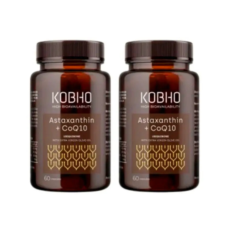 Kobho Labs Duplo Suplemento Astaxantina + Coenzima Q10, 2 x 60 cápsulas