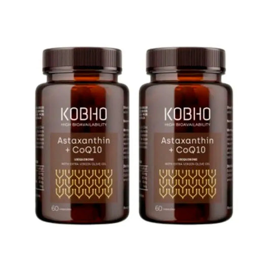 Kobho Labs Duplo Suplemento Astaxantina + Coenzima Q10, 2 x 60 cápsulas