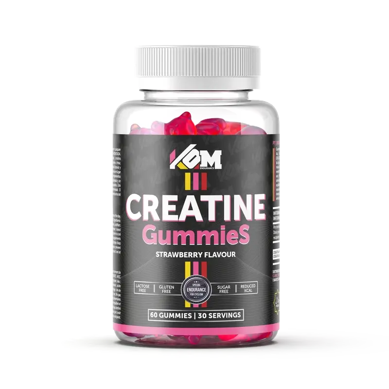 Kom Endurance Creatina Nutricion Deportiva , bote de 60 gummies de creatina sabor fresa