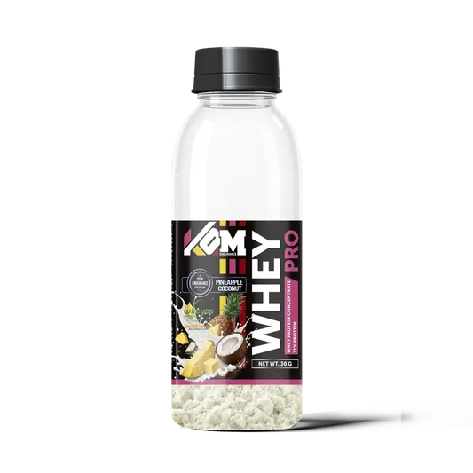 Kom Endurance Proteinas Nutricion Deportiva , botella monodosis de proteina whey 30gr sabor piña-coco
