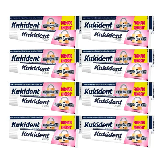 Kukident Pro Complete Crema Adhesiva Para Prótesis Dentales, Pack 8 x 70 G