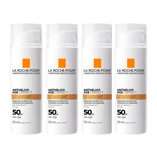 La Roche Posay Anthelios Age Correct SPF50 Gel-Crema, Pack 4 x 50 ml