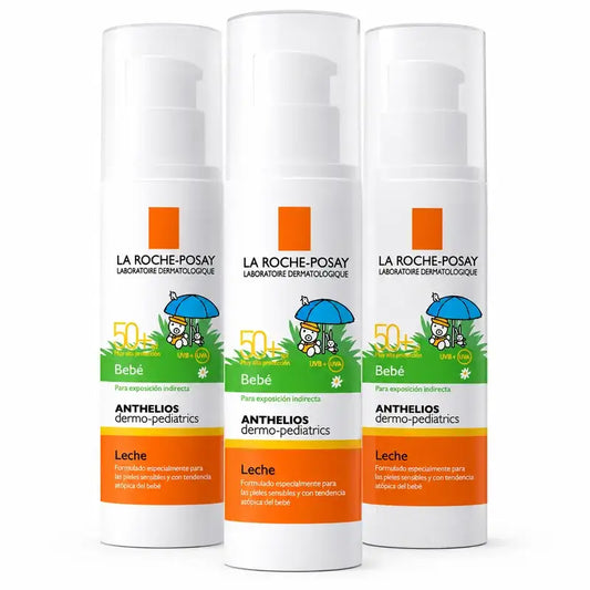 La Roche-Posay Anthelios Dermo-Pediatrics Leche Solar Bebé SPF50+, Pack 3 x 50 ml