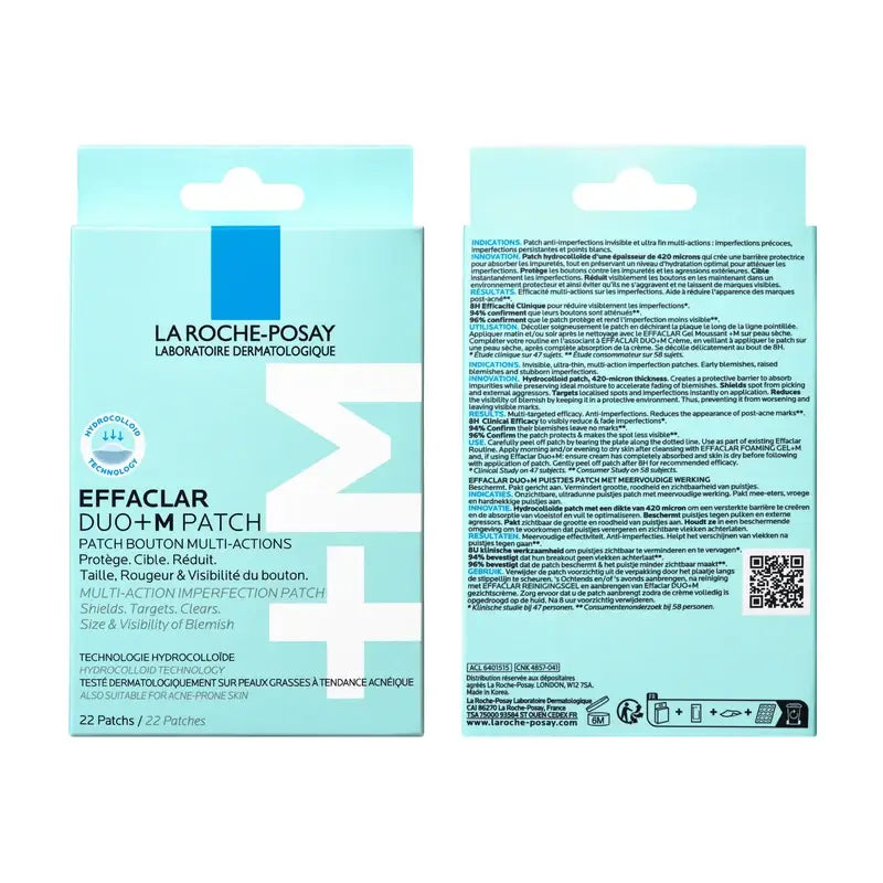 La Roche-Posay Effaclar Duo+M Parches Invisibles Anti-Imperfecciones Y Antimarcas , 22 unidades