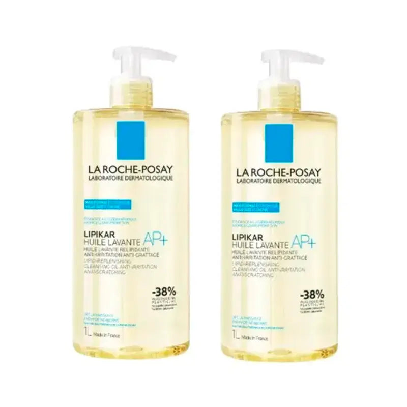 La Roche Posay Lipikar Aceite Lavante Ap+ Limpiador Corporal Anti Irritación Para Pieles Atópicas , Pack 2 x 1000 ml