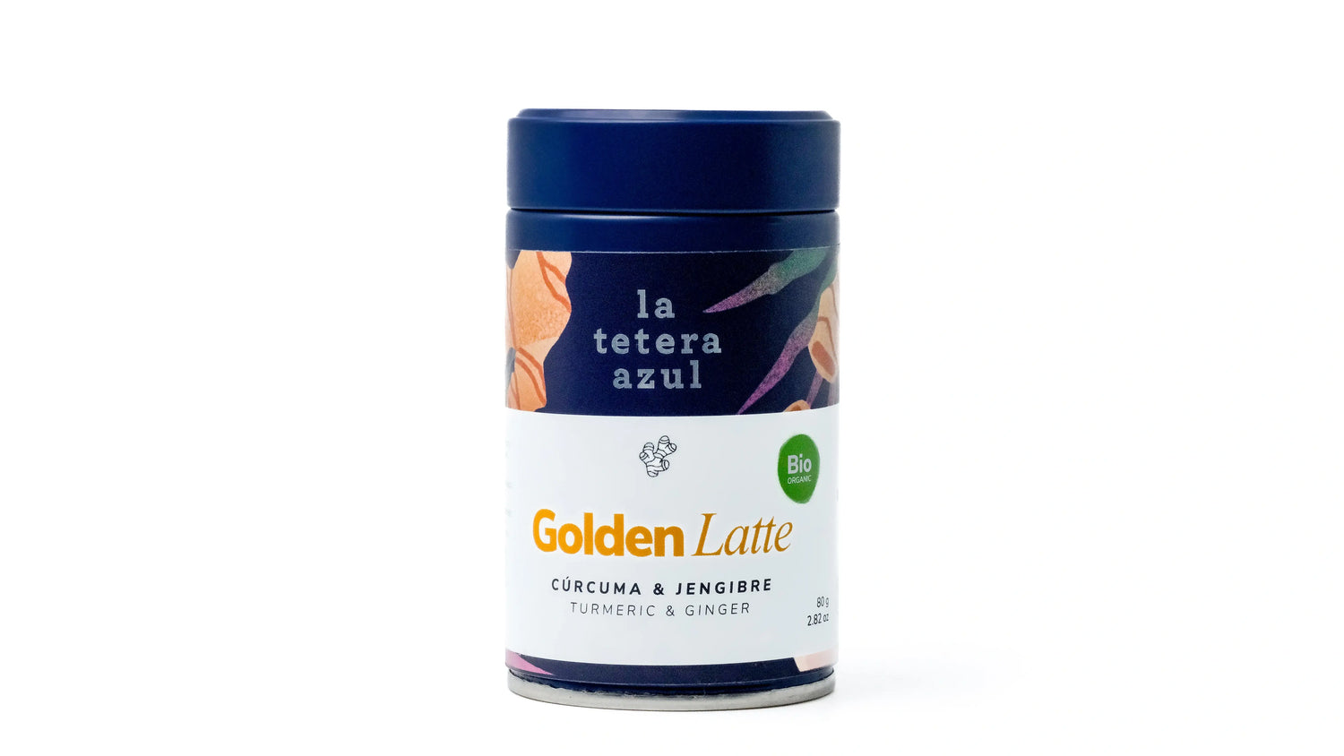 La Tetera Azul Golden Latte Ecológico 100%, Cúrcuma Latte Con Jengibre, Canela Y Cardamomo, Infusión Gourmet Antioxidante bote de 80g.