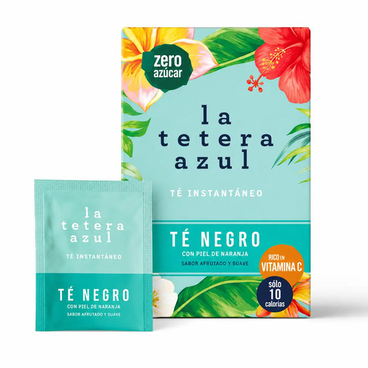 La Tetera Azul Te Negro Frío Sabor Mango. Infusión Fría En Polvo caja de 10 sobres