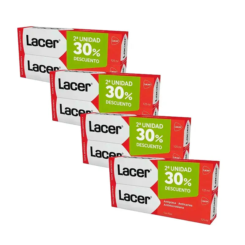 Lacer Duplo Pasta Dental, Pack 4 x 125 ml