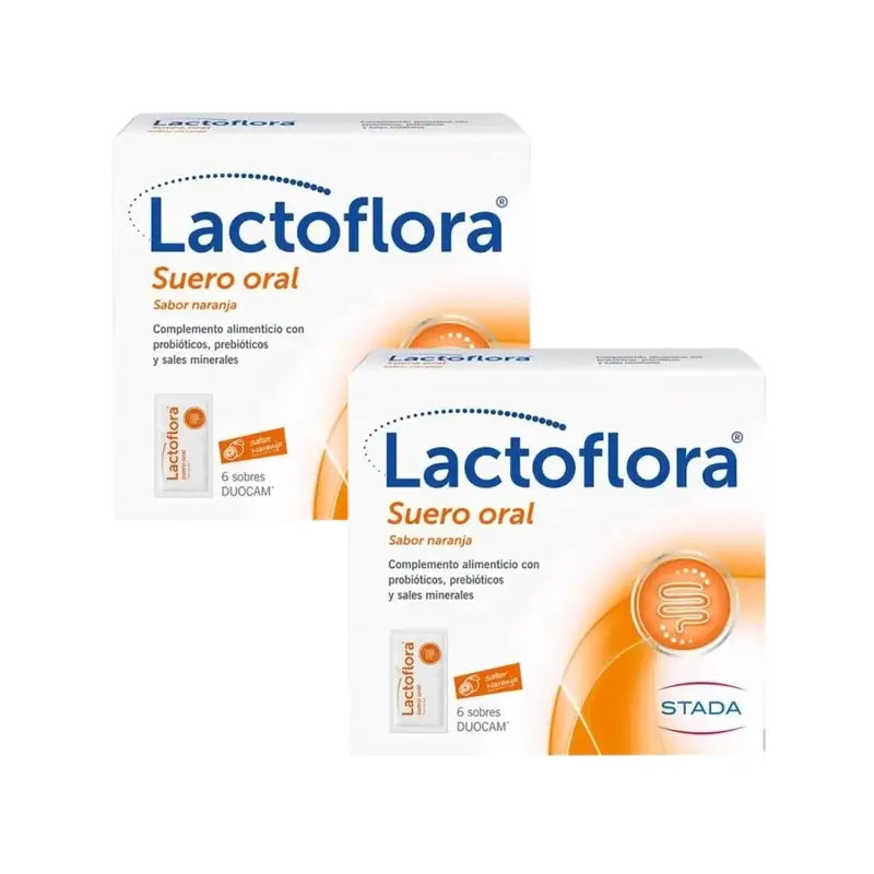 Lactoflora Suero Oral Con Probióticos, Prebióticos Y Sales Minerales Sabor Naranja , 6 Sobres