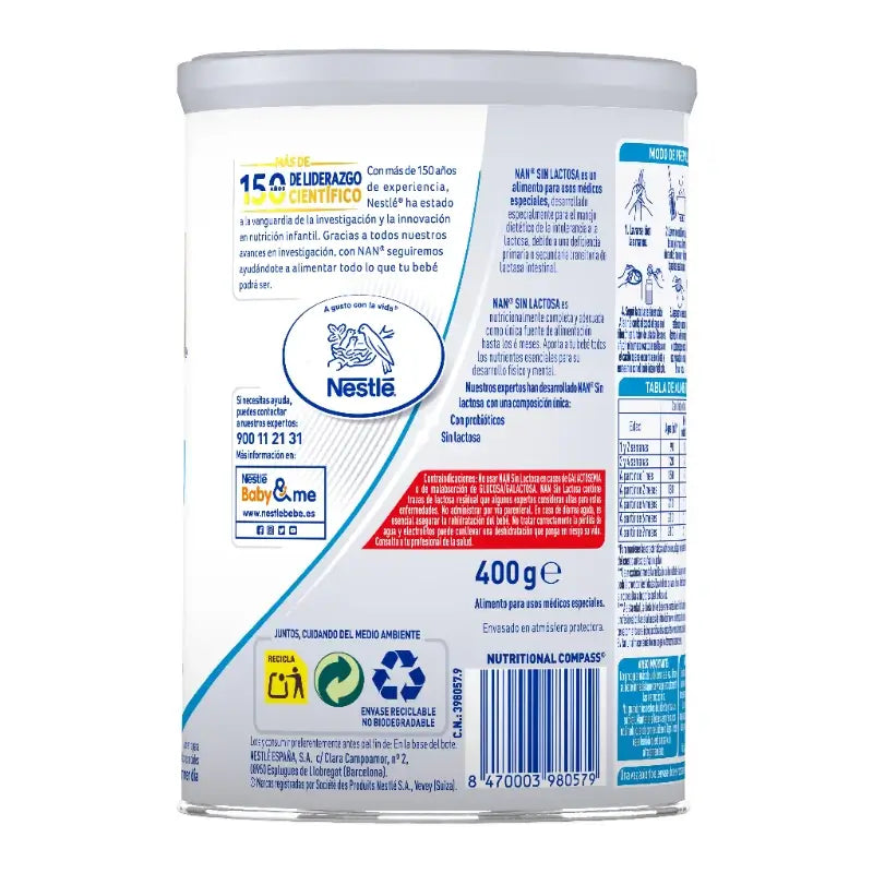 Nestlé Nan Expertpro Sin Lactosa Leche Especial , 400 gr