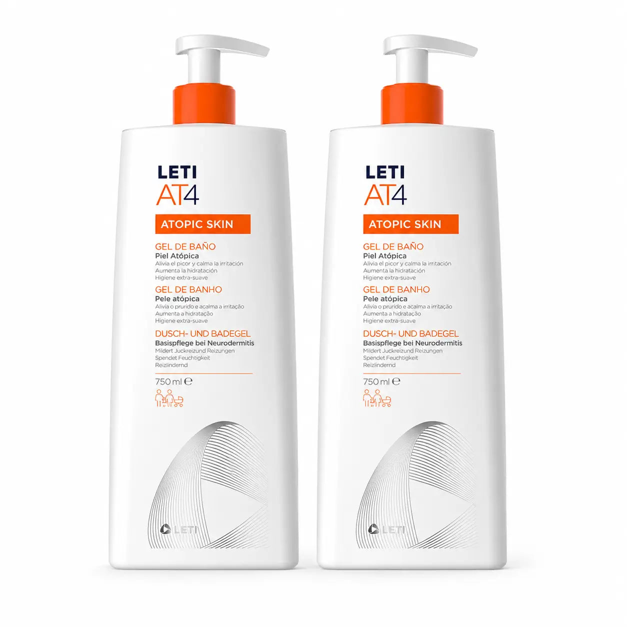 Leti AT4 Gel de Baño Dermograso 750 ml pack 2