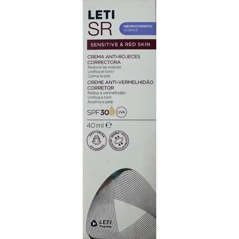 Leti Sr Antiredness Corrective Cream Spf30 Con Color , 40 ml