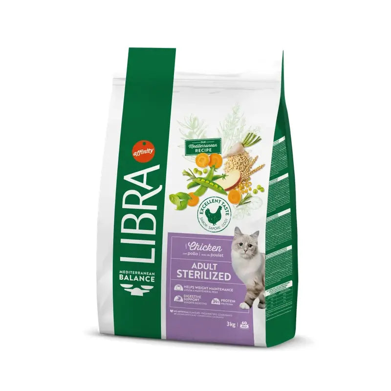 Libra Feline Adult Esterilizado Pollo 3Kg, pienso para gatos