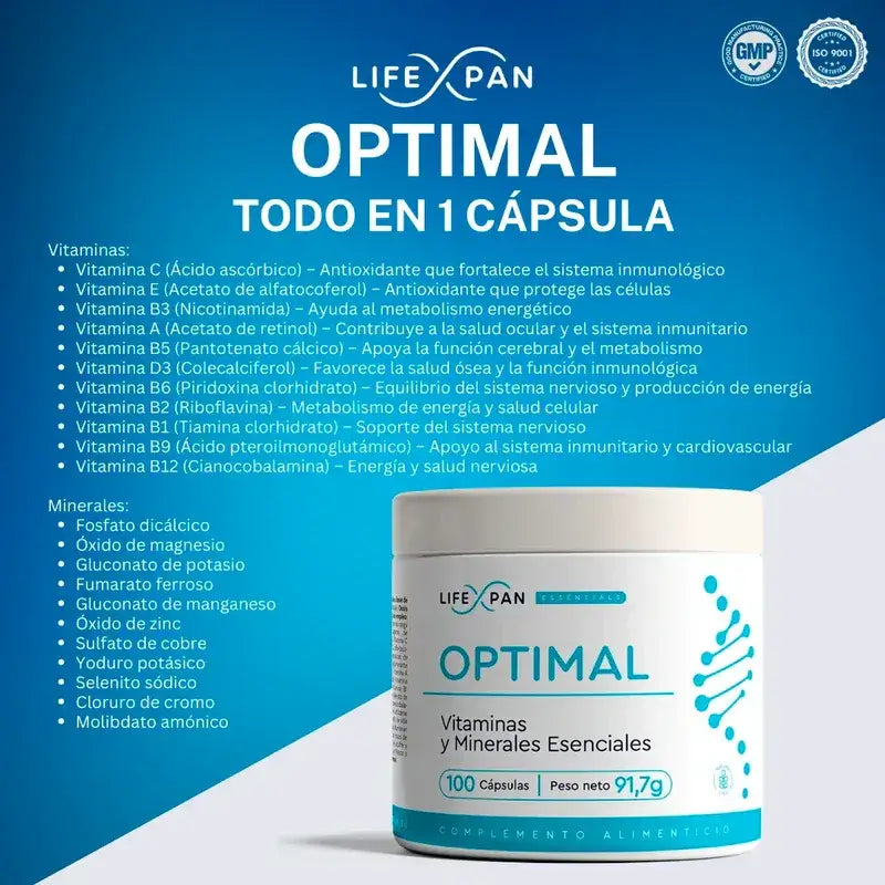 Lifexpan Optimal Vitaminas Y Minerales Esenciales , 100 cápsulas