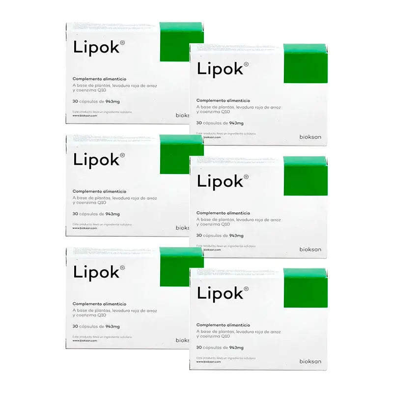 Lipok Complemento Alimenticio, Pack 6 x 30 Cápsulas