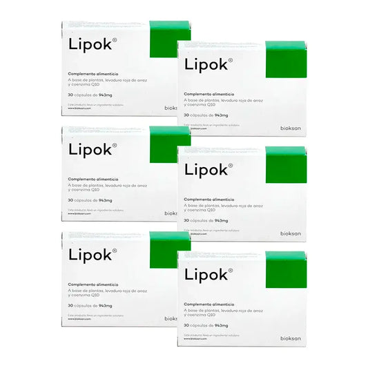 Lipok Complemento Alimenticio, Pack 6 x 30 Cápsulas
