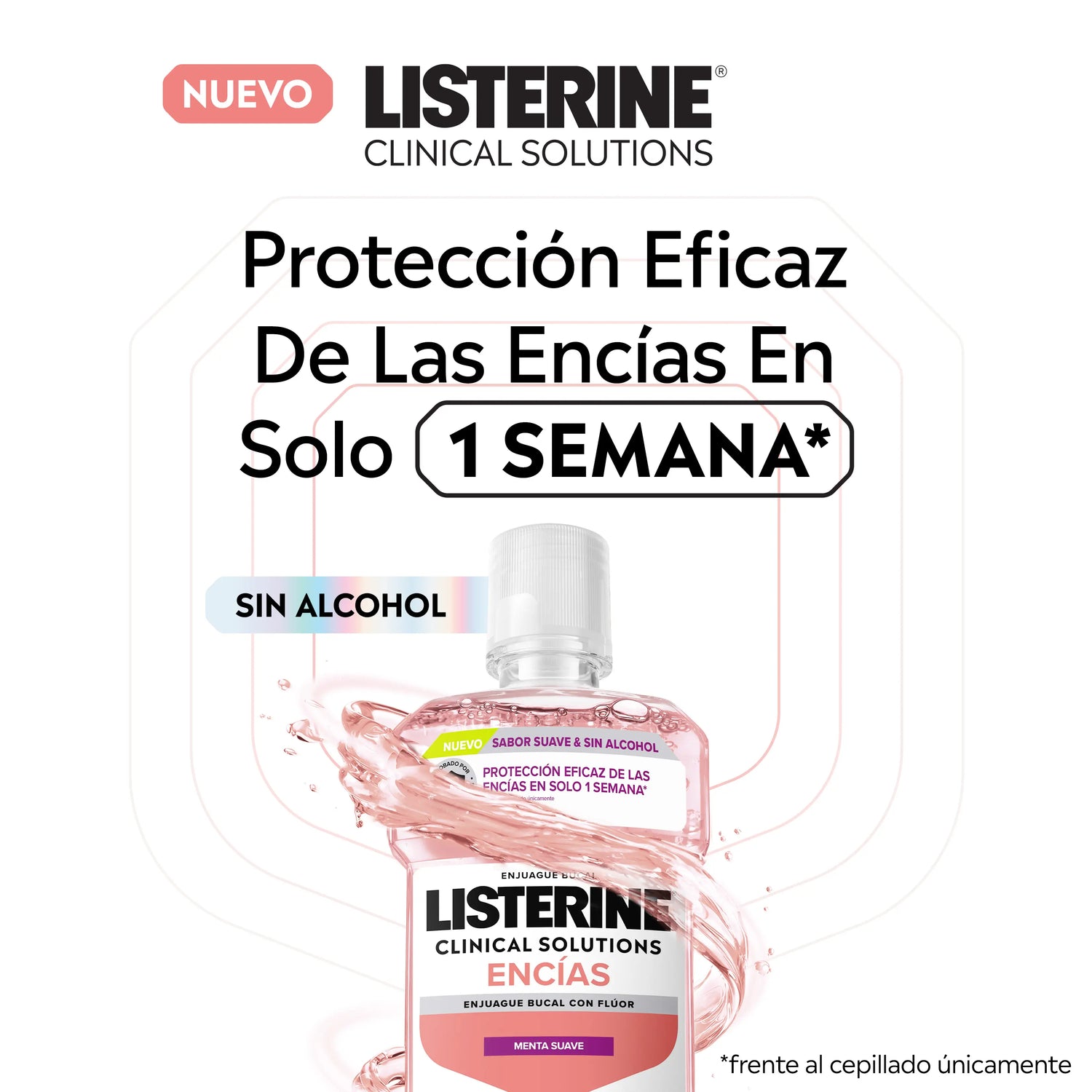 Listerine Clinical Solutions Encías Sabor Suave, 500 ml