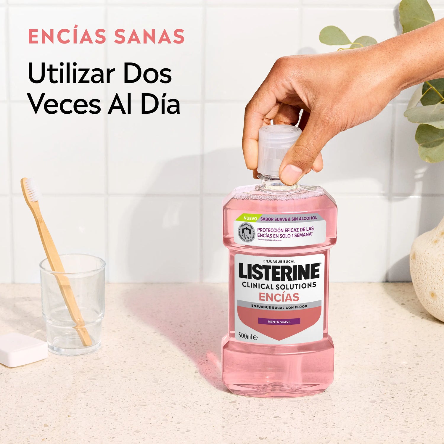 Listerine Clinical Solutions Encías Sabor Suave, 500 ml