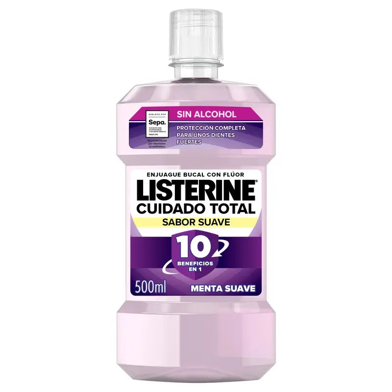 Listerine Duplo Enjuague Bucal Cuidado Total Sabor Suave, 2 x 500 Ml