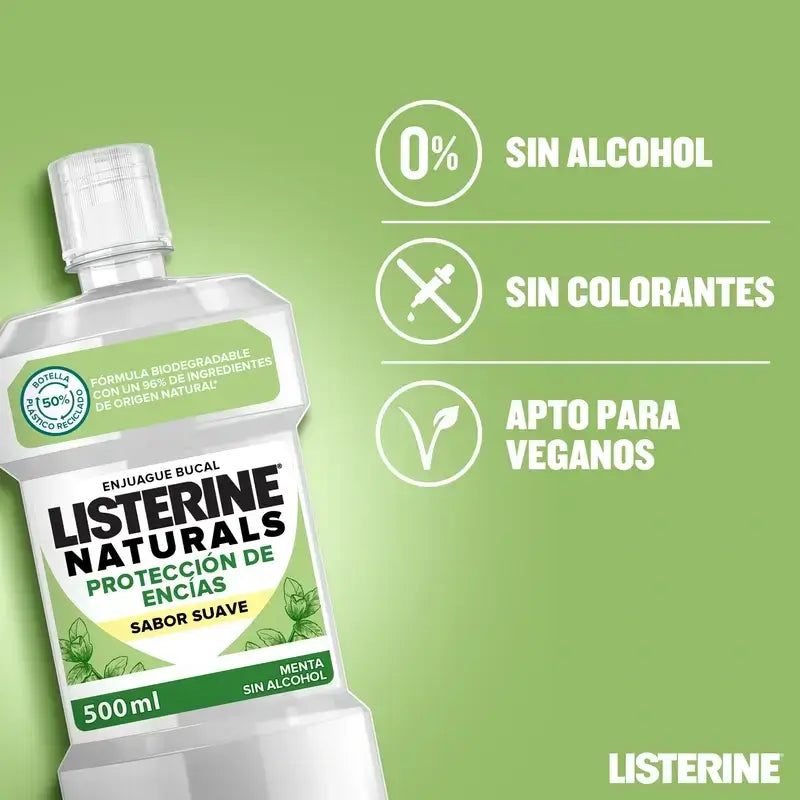 Listerine Duplo Enjuague Bucal Naturals Encias, 2 x 500 Ml