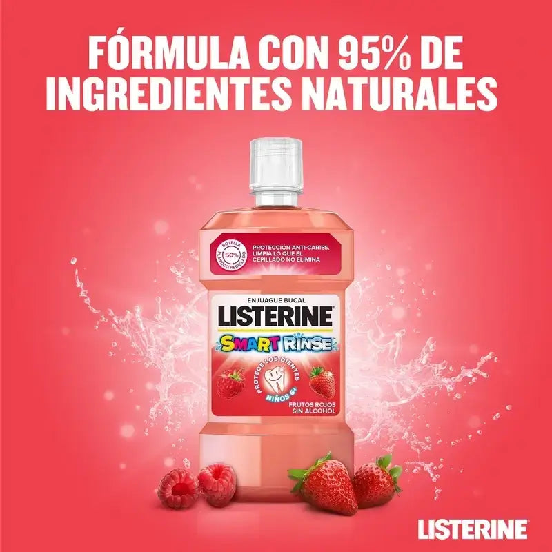 Listerine Duplo Enjuague Bucal Sin Alcohol Para Niños, Protección Anti Caries, Con Flúor, 2 x 500 Ml