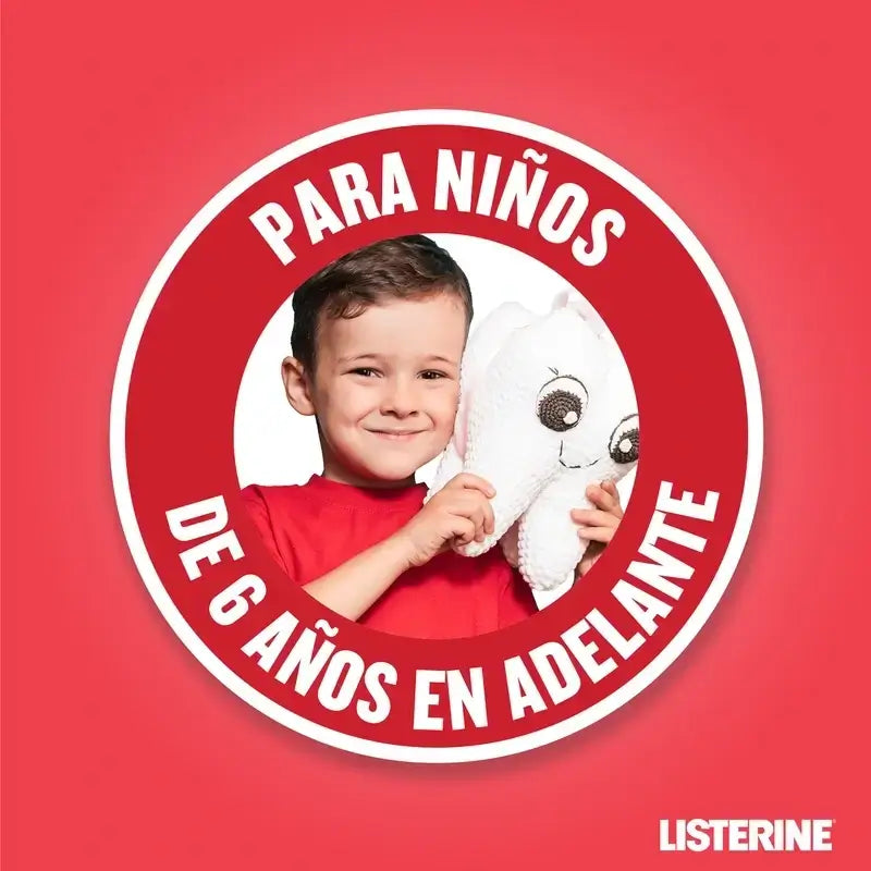 Listerine Duplo Enjuague Bucal Sin Alcohol Para Niños, Protección Anti Caries, Con Flúor, 2 x 500 Ml