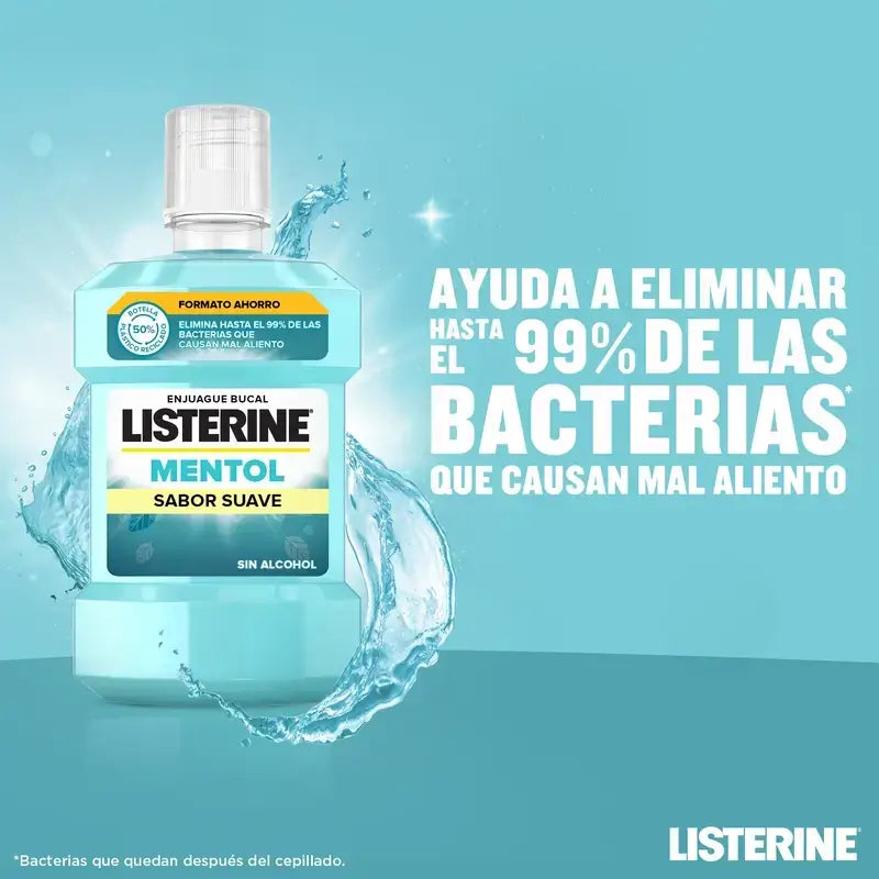 Listerine Duplo Mentol Suave, 2 x 500Ml + Ct 95Ml