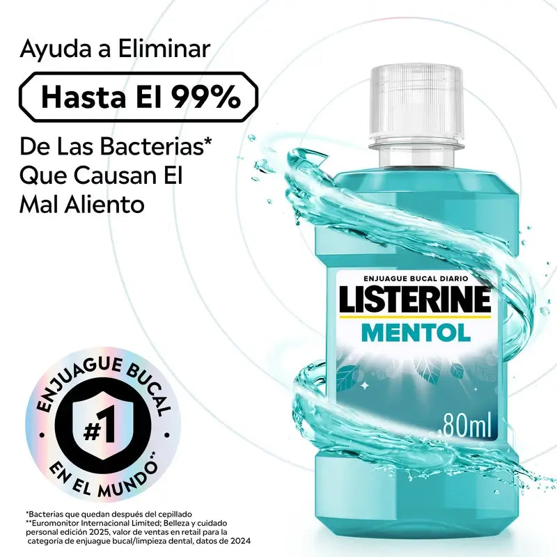 Listerine Enjuage Bucal Mentol, 80 ml