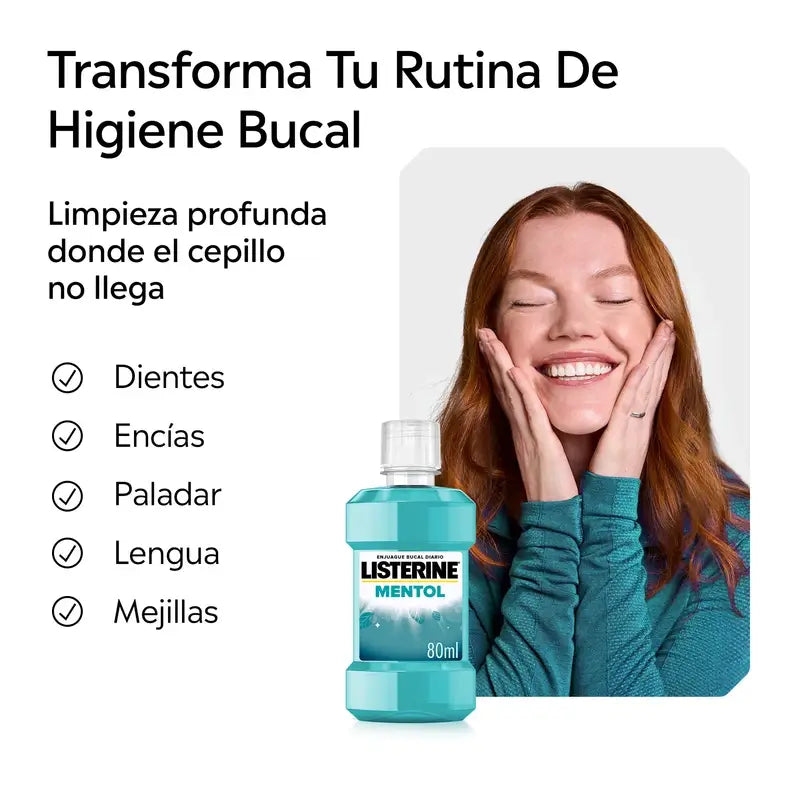 Listerine Enjuage Bucal Mentol, 80 ml
