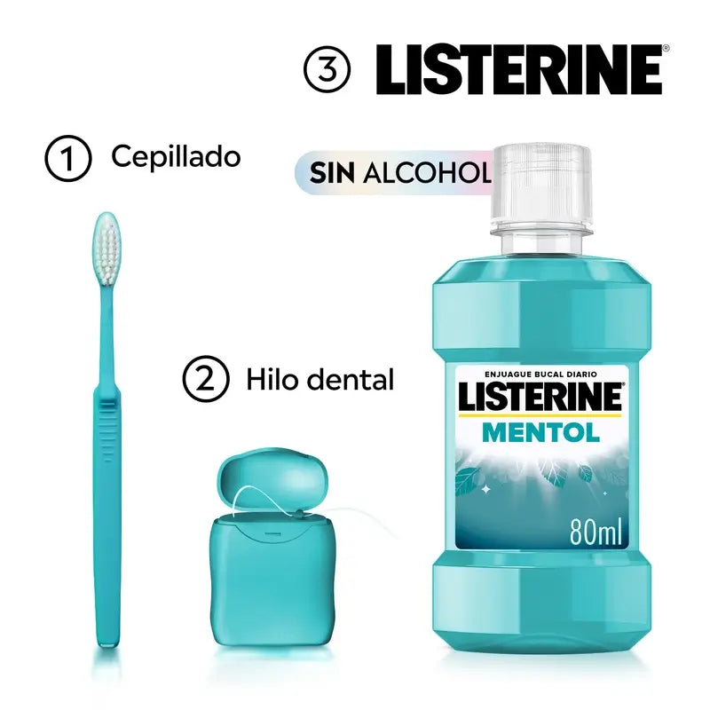 Listerine Enjuage Bucal Mentol, 80 ml