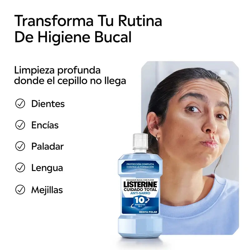 Listerine Cuidado Total Enjuague Bucal Antisarro Avanzado, 500 Ml