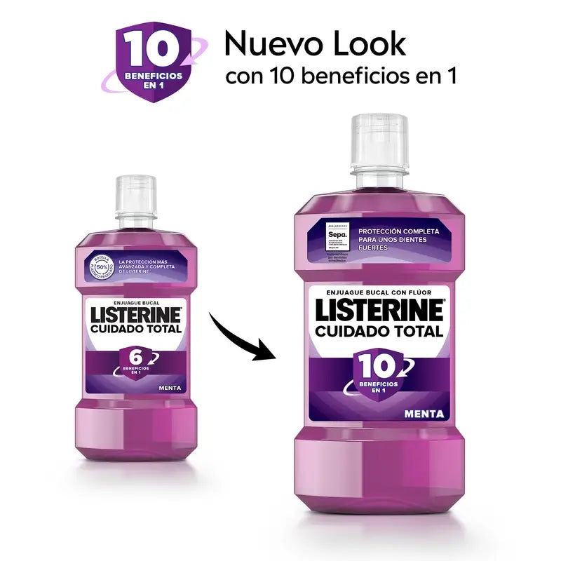 Listerine Cuidado Total Enjuague Bucal Sabor Menta, 500 Ml