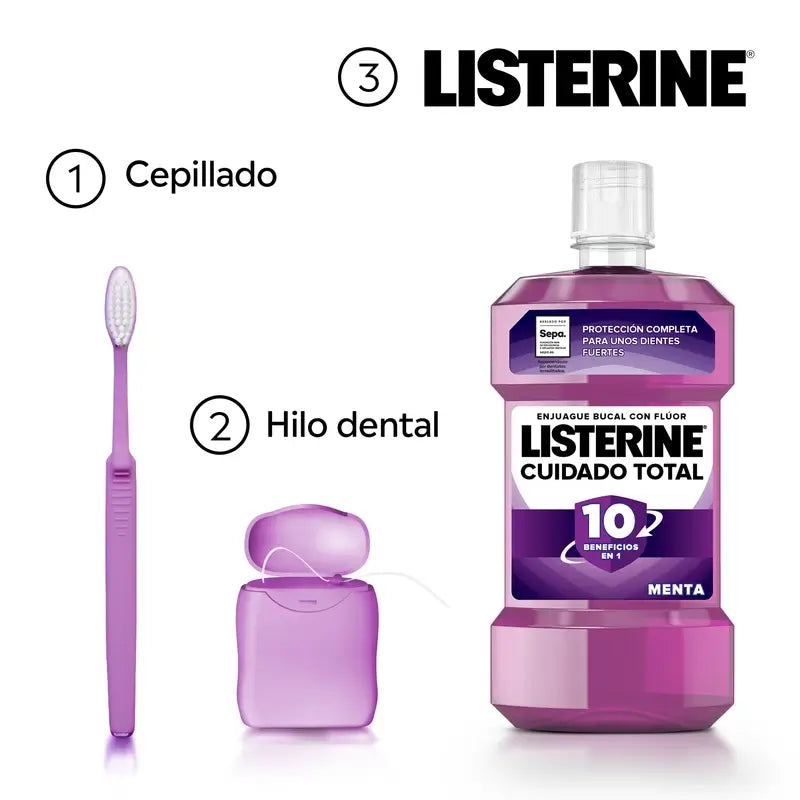Listerine Cuidado Total Enjuague Bucal Sabor Menta, 250 Ml