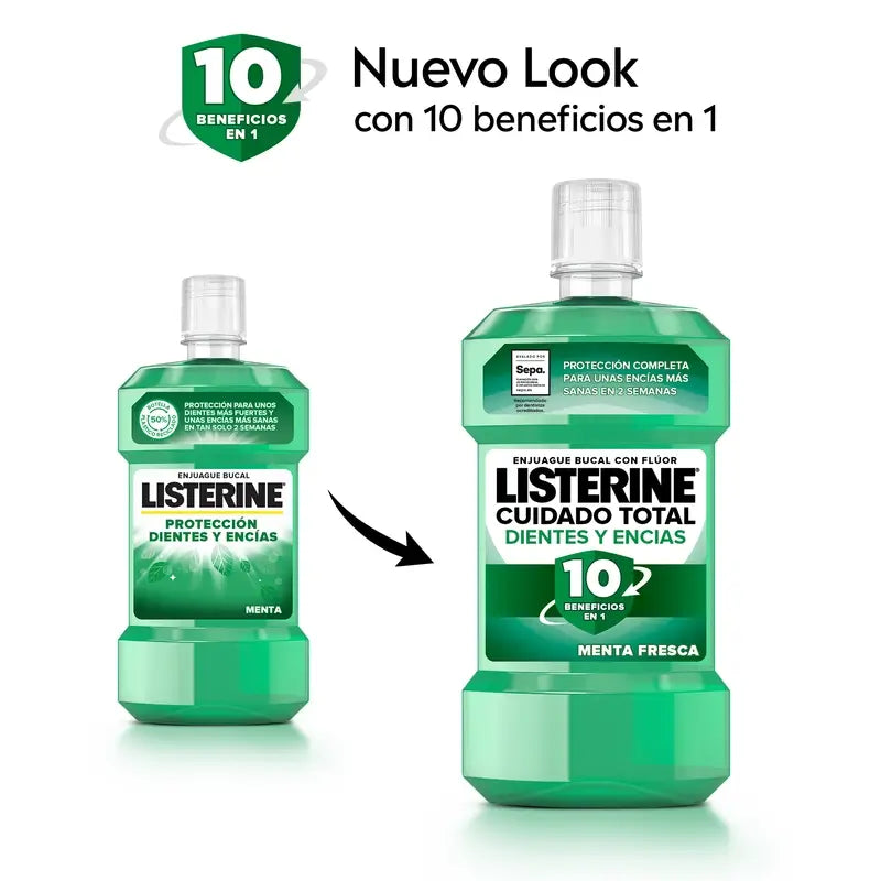 Listerine Enjuague Bucal Protección Dientes Y Encías, Menta Fresca, 500 Ml