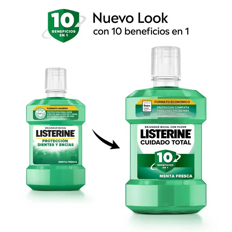 Listerine Enjuague Bucal Protección Dientes Y Encías, Menta Fresca, Pack De 2X1L