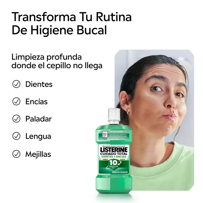 Listerine Enjuague Bucal Sin Alcohol Protección Dientes Y Encías, Sabor Suave, 500 Ml