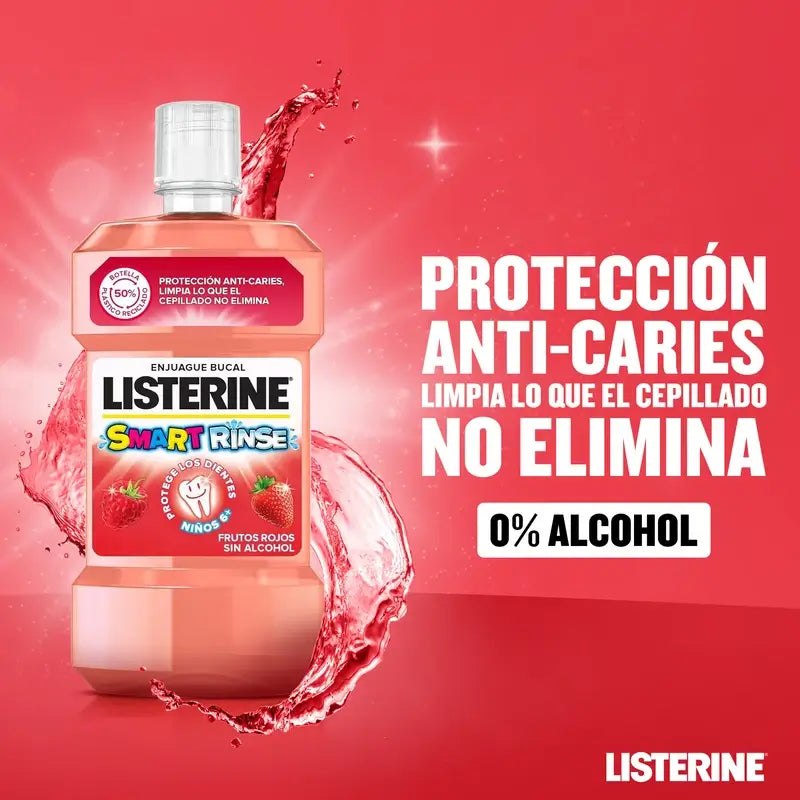 Listerine Enjuague Bucal Sin Alcohol para Niños, Protección Anti Caries, Con Flúor, 500 ml
