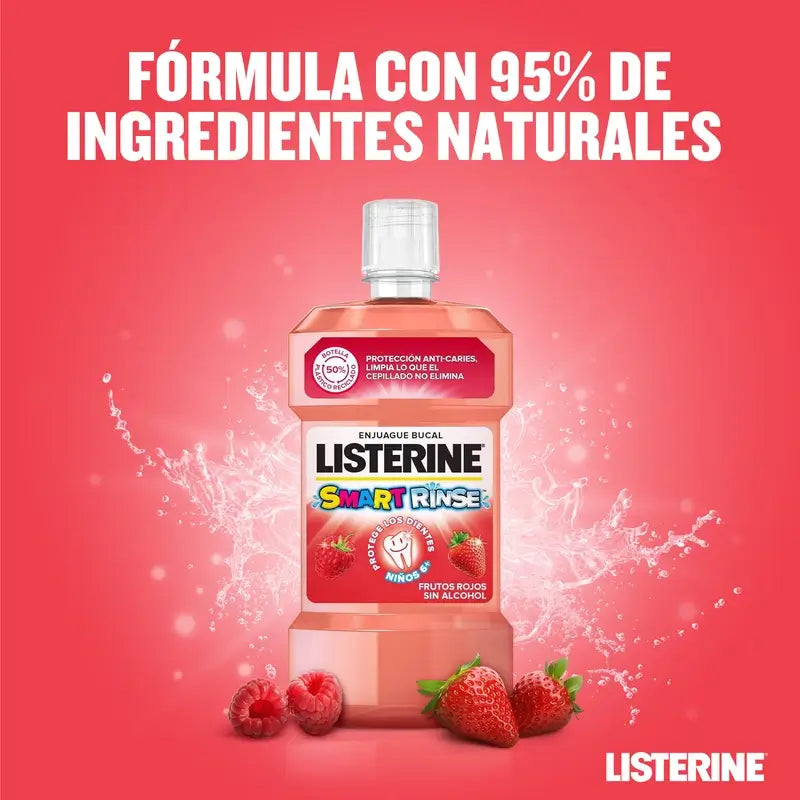 Listerine Enjuague Bucal Sin Alcohol para Niños, Protección Anti Caries, Con Flúor, 500 ml