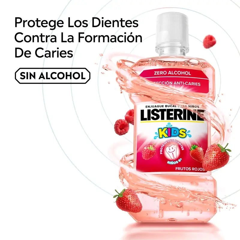 Listerine Enjuague Bucal Sin Alcohol para Niños, Protección Anti Caries, Con Flúor, 500 ml