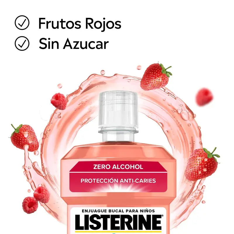 Listerine Enjuague Bucal Sin Alcohol para Niños, Protección Anti Caries, Con Flúor, 500 ml