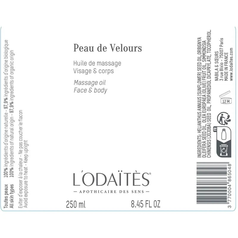 L'Odaïtès Corporal Peau De Velours - Aceite Universal - Rostro Y Cuerpo , 250 ml