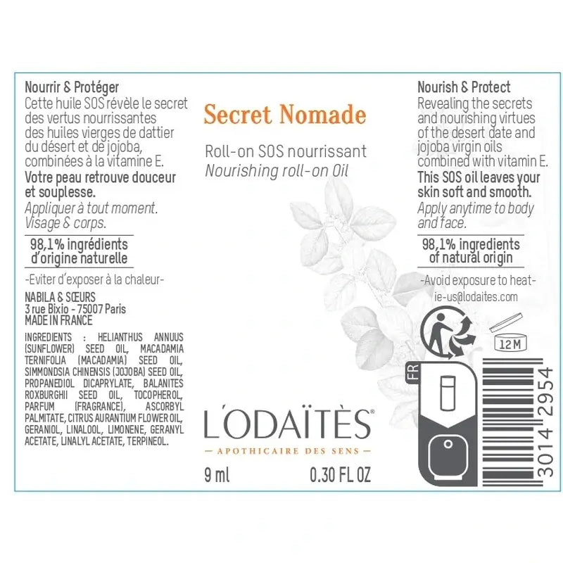 L'Odaïtès Corporal Secret Nomade - Aceite Nutritivo Roll-On , 9 ml