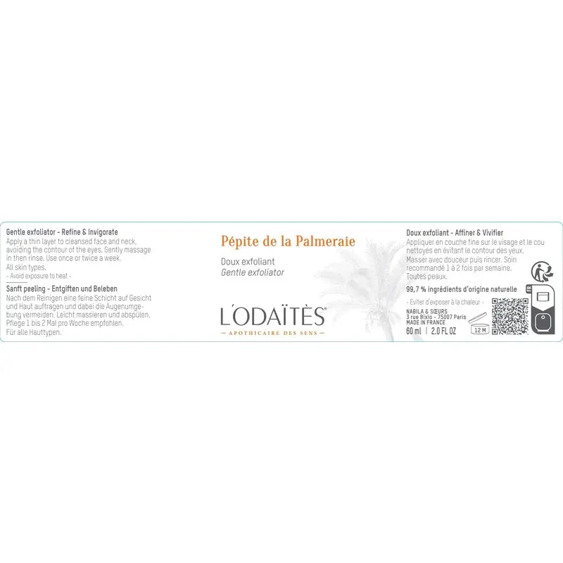 L'Odaïtès Facial Pépite De La Palmeraie - Exfoliante Suave , 60 ml