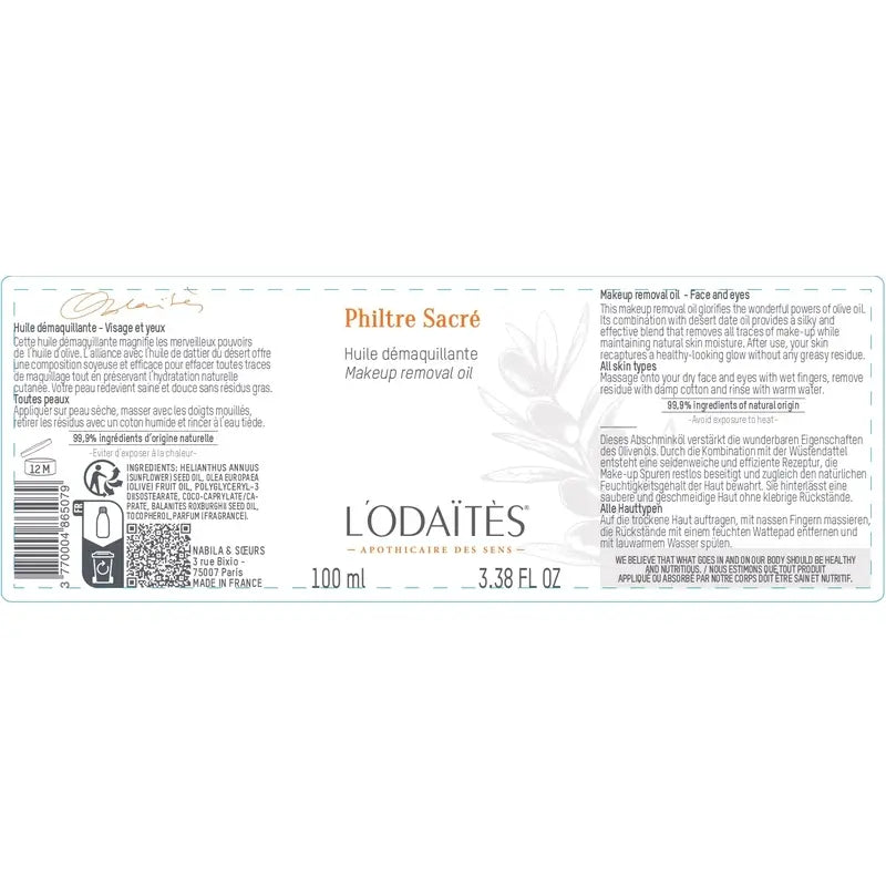 L'Odaïtès Facial Philtre Sacré - Aceite Desmaquillante - Rostro Y Ojos , 100 ml